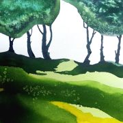 Forest Clearing | Watercolor paint with salt on canvas | Apr. 2026